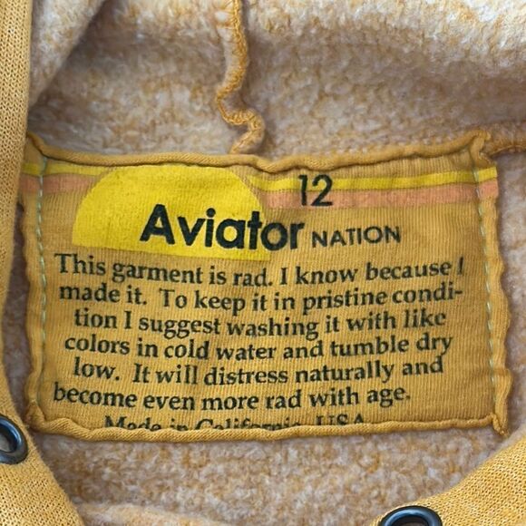 Aviator Nation Kids Hoodie Smiley in Gold - Size 12 - Picture 7 of 8